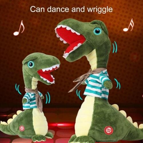 Musical Dinosaur Plush Toy Lighting Twisting Neck Electric Green Dinosaur Plush Stuffed Kids Educational Toys For Children Gifts