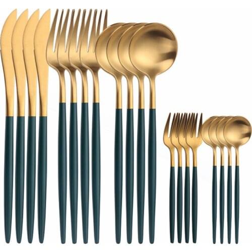 Kitchen Tableware 20pcs 18/10 Stainless Steel Cutlery Set Knife Fork Spoon Set Dinnerware Kitchen Dinner Set Home Matte Flatware