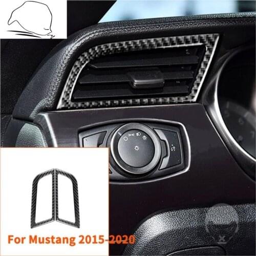 Carbon Fiber Dashboard Air Conditioner Vent Sticker For Ford Mustang 2015-2020 AC Outlet Frame Decor Interior Car Accessories