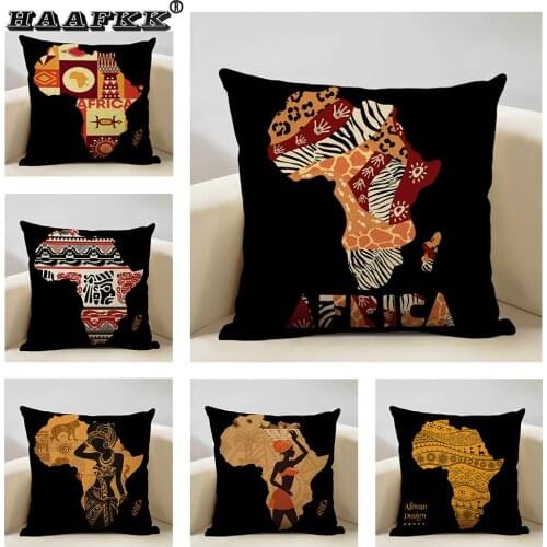 National style African map cushion cover living room sofa decorative pillow 45x45cm high quality linen fashion home