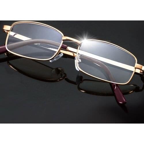 Metal Frame Reading Glasses Men Women Presbyopia Magnifying Fashion Square Full-frame +1.0 1.5 2.0 2.5 3.0 3.5 4.0 Gold Silver