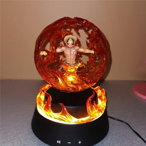 One Piece Portgas D Ace Magnetic Levitation Bluetooth Audio Induction LED Light GK PVC Action Figure Collection Model Toy gifts