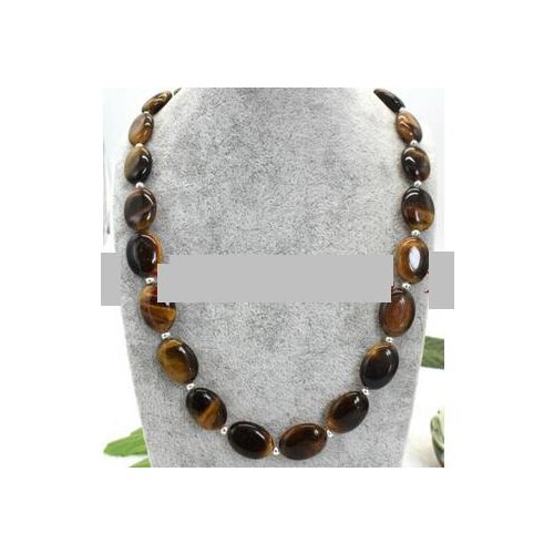 13x18mm YELLOW TIGERS EYE GEMS STONE OVAL BEADS NECKLACE 18"AAA