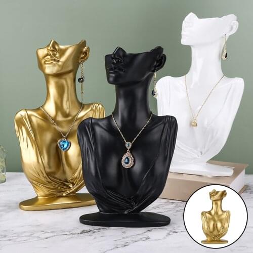 Resin Jewelry Display Stand Necklace Holder Creative Mannequin Model Holder Decorative Storage for Shop Shows Gift Golden