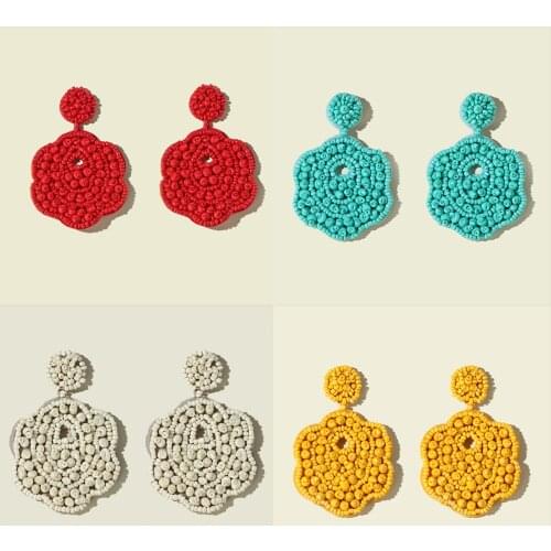 Bohemian Large Beaded Drop Earrings for Wedding Party Gifts Jewelry Accessories Handmade Plum Earrings