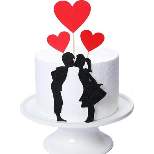 Wedding Cupcake Topper Set Love Heart Sweet Lovers Cake Topper For Anniversary Valentines Day Wedding Party Cake Decorations