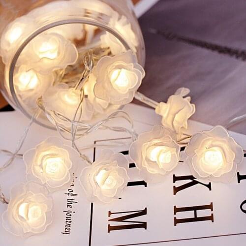 10/20/40leds Rose Flower led Fairy String Lights Battery Powered Wedding Valentines Day Event Party Garland Decor Luminaria