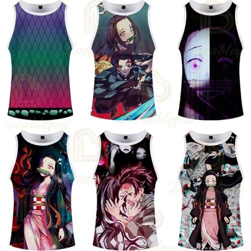 Demon Slayer Tank Tops Unisex Sleeveless Summer Clothing Fitness Boys and Girls Bodybuilding Sports Vest 3d Print Beach Tank Top