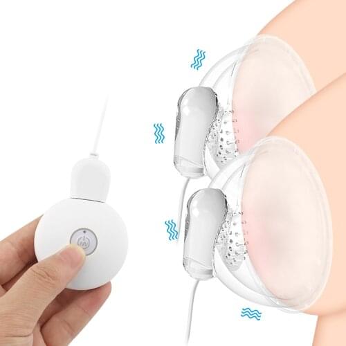Nipple Sucker Vibrator Sex Toys for Women Breast Enlargement Pump Vibrator Nipple Suction Cups Tongue Lick Breast Cover Massager