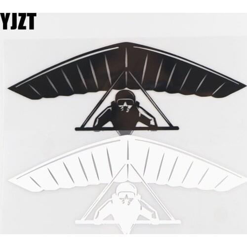YJZT 18.0×7.4CM Sky Gliding Cartoon Creative Car Sticker Personalized Vinyl Decal Black/Silver 20A-0083