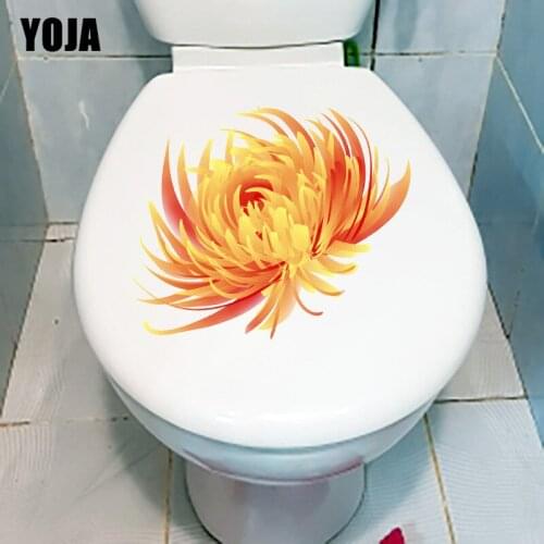 YOJA 23.4X18.8CM Hand Drawn Vintage Yellow Chrysanthemum Wall Stickers Mural Home Toilet Decoration T1-1391