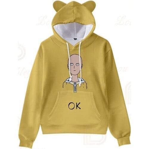 2020 New Arrival Anime One Punch Man 3d Printed Women Cosplay Clothes Cat Ear Hooded Childrens Wear Hoodies
