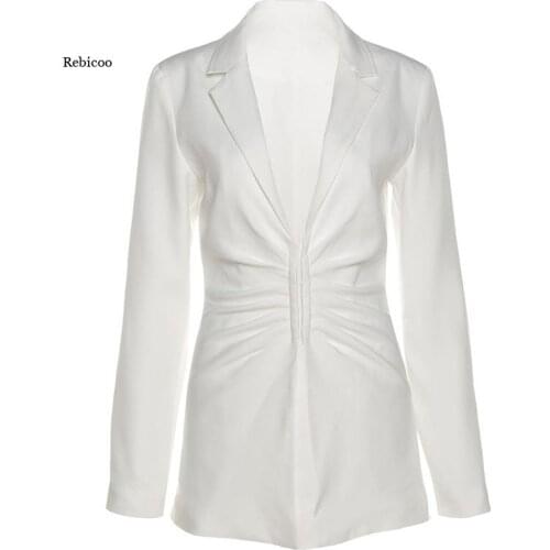 Spring Autumn Women Suit Jacket V-Neck Long-Sleeved Solid Color Coat Waist Slim Design Women Office Workers Casual Wear New