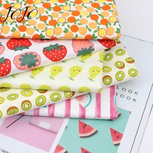 JOJO BOWS Summer Style Twill Cotton Fabric Cartoon Fruits Printed Sheets Handmade Childrens Clothes DIY Supplies 45*145cm 1pc