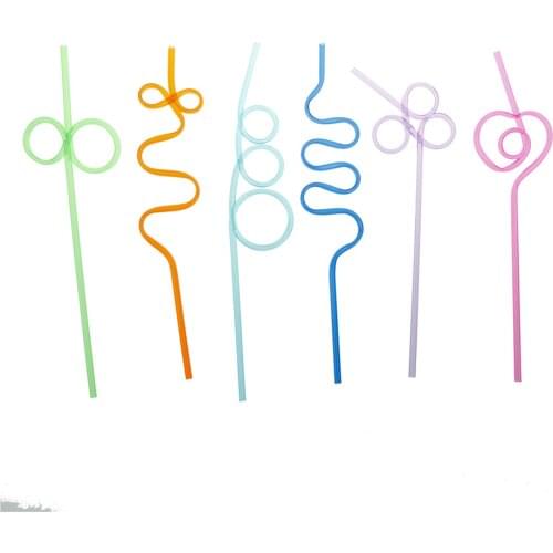 10pcs Plastic Colorful Drinking Straw Crazy Curly Loop Drinking Straws Milk Tea Wedding Birtay Party Supplies