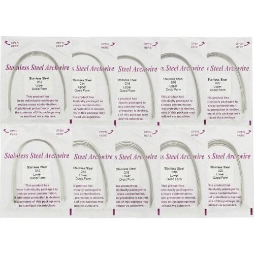 10Pcs/Pack Dental Orthodontic Super Elastic stainless steel Arch Wire Round Wire Ovoid Form 012-020 Upper/Lower