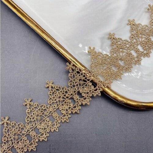 10Yards 4.1CM Wide Gold Wavy Hollow Style Lace Fabric Braided Lace Trim Guipure Laces Ribbon Sewing Trimmings For Clothing