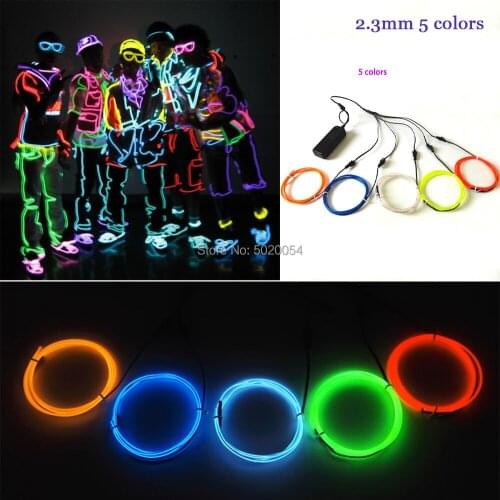 2.3MM Led Strip Light Waterproof light DC3V LED Lamp Flexible EL Wire Rope Tube Glowing Tape 5 Colors Combined For Car Decor