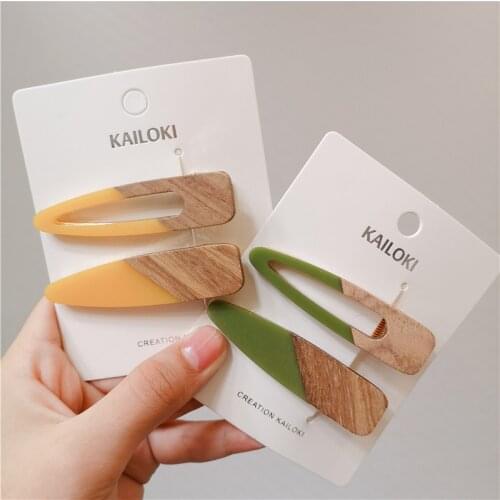 2020 Wooden Splice Korea Simple Hollow Waterdrop Barrettes Hair Grip Hair Clip Headwear Hair Accessories For Women Girls