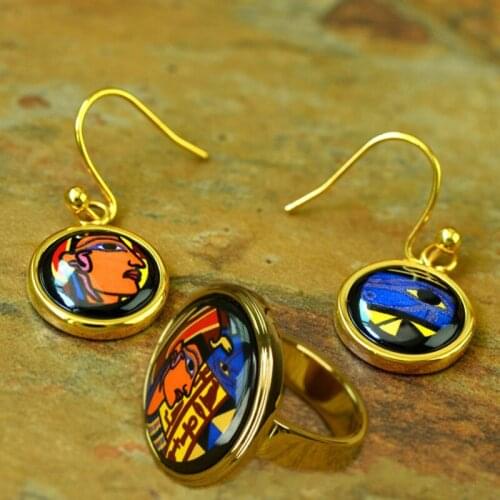 2020 new accessories Cleopatra series fashion enamel jewelry new cloisonne woman ring earrings jewelry