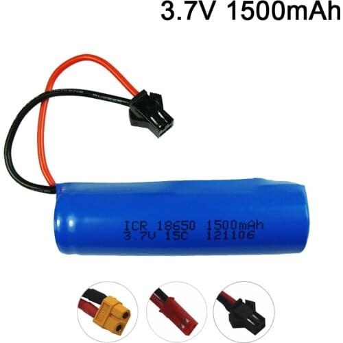 3.7v 1500mah 15C 18650 Li-ion Battery RC toys SM-2P Battery For RC Boat Car Water Soft Gun Toys batteries 1PCS