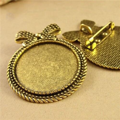 4pcs Alloy Empty Support Accessories 30mm Bow Ancient Silver And Ancient Bronze DIY Jewelry Accessories Wholesale