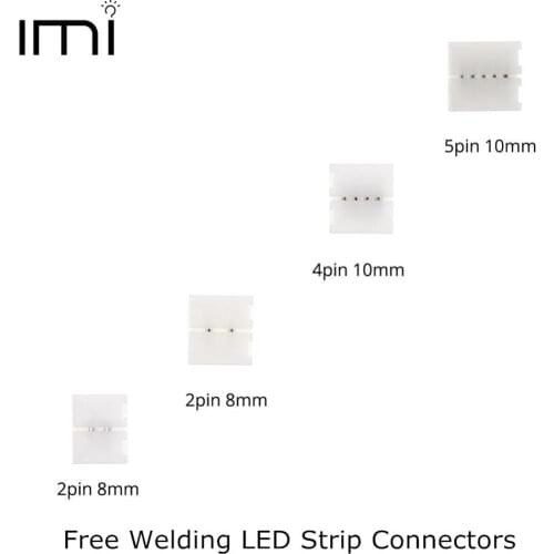 5PCS LED Strip Connectors 2pin 4pin 5pin 8mm 10mm Free Welding For SMD 3528 2835 Strip PCB Angle Connecting Corner