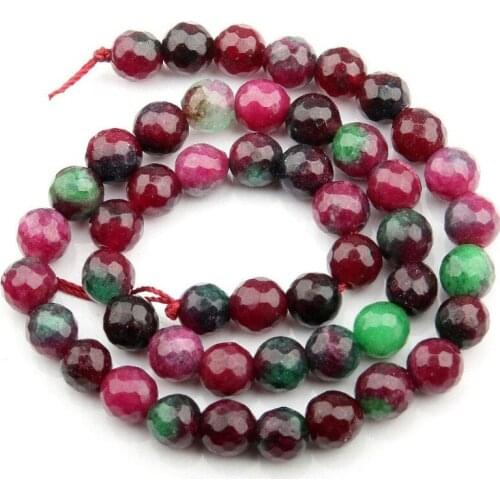 Natural Round Faceted Imitation Tourmaline Loose Bead 4/6/8/10mm for DIY Jewelry Making Bracelet Accessories
