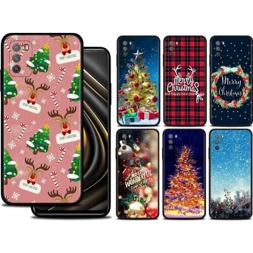 Merry Christmas Tree SnowFlakes Case For Xiaomi Mi Poco X3 Pro F3 X3 GT M3 X3 NFC F1 M3 Pro 5G F3 GT Black Silicon Cover Coque
