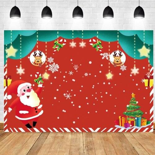 Kids Christmas Backdrops Cartoon Santa Claus Family Party Stage Photography Backgrounds For Photo Studio