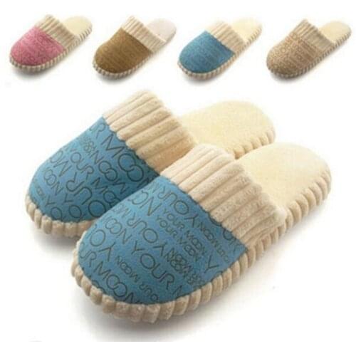 Winter Home Slippers Women Men Soft Indoor Warm Pantuflas Terlik Cotton-padded Lovers Home Slippers Indoor Shoes