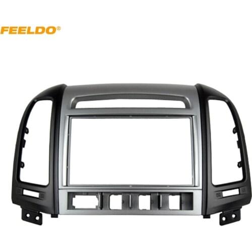 FEELDO Car 2Din DVD Radio Fascia Frame for Hyundai Santafe High-End 07-12 Installation Trim Dash Kit Frame Panel Adapter