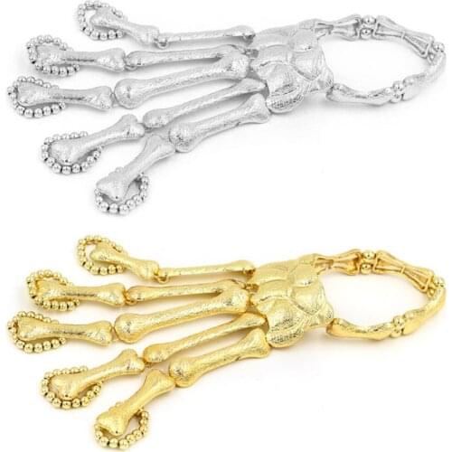 Halloween Hand Chain Metal Talon Skeleton Finger Bracelet Women Girls Skull Wristband Jewelry Gifts