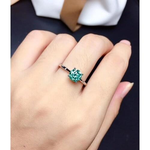 Green moissanite Personality design New ring, 925 Sterling silver, beautiful color, sparkling, 1 carat 2 Carat Diamond D VVS1