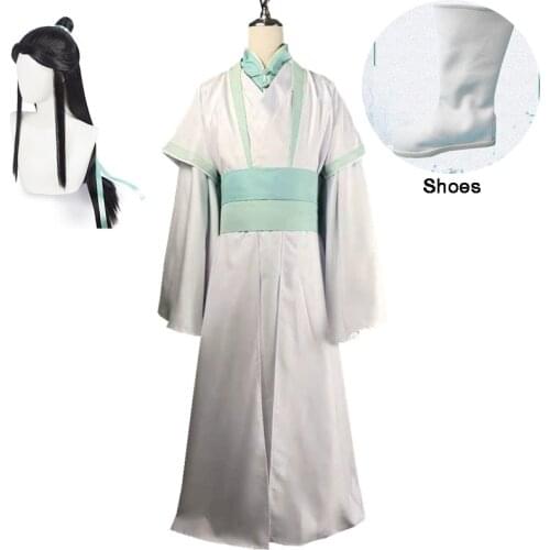 He Qingxuan Cosplay Tian Guan Ci Fu White Long Cosplay Costme halloween costumes for Women Men All Set Halloween costume and wig