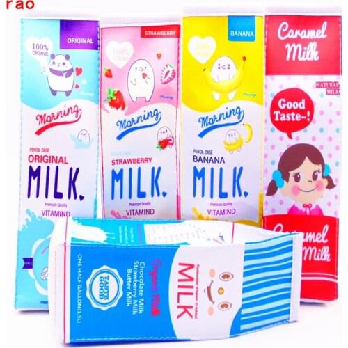 Brief Style MK-1 Cartoon Milk bottle High capacity Stationery Pencil Cases Bag Office school Stationery PU pen Bags supplies
