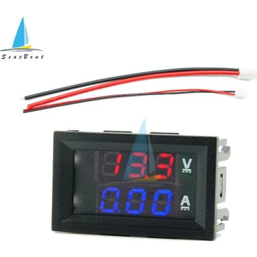 Mini Digital Voltmeter Ammeter DC 7-110V 10A 50A 100A Voltage Current Meter Gauge Amp Volt Detector Tester 0.28" Dual LED