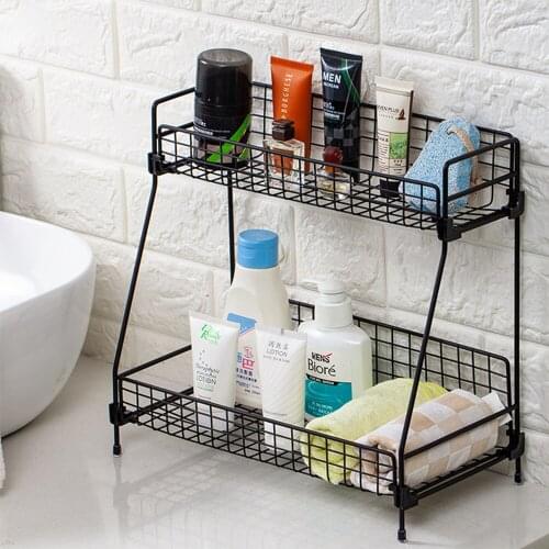 Multifunctional Kitchen Organizer Books Storage Rack Desktop Double Layer Shelves Display Iron Metal Bookshelf Files Keep Neat