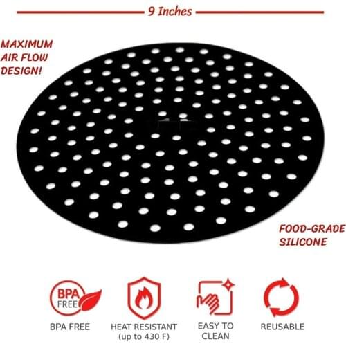 Reusable Air Fryer Liner ilicone Oil Mats Air Fryer Basket Mat Kitchen Tools Air Fryer Accessories Bun Cake Grilled Saucer