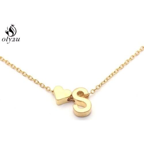 Tiny Heart Dainty Initial Necklace Gold Color Letter Name Choker Necklaces for Women Girls Personality Jewelry Birthday Ketting