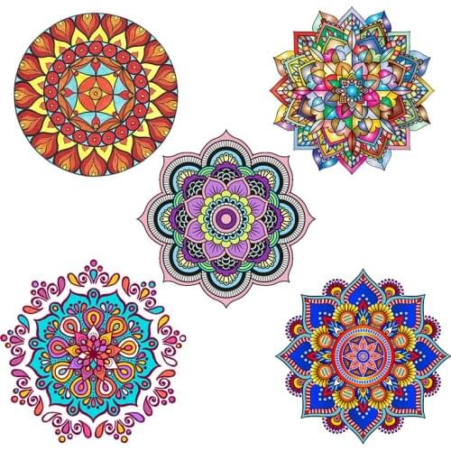Fashion iron on patches Mandala Flowers stripes thermo stickers on clothes heat transfer fusible sticker custom patch
