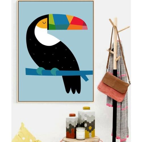 Abstract Toucan Bird Nursery Wall Art Canvas Painting Nordic Posters And Prints Cartoon Wall Pictures For Baby Kids Room Decor
