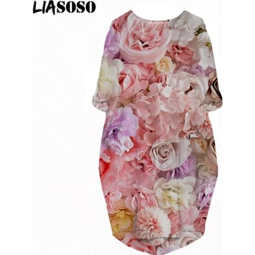 LIASOSO New Japanese Popular Oiran Dress 3D Printing Ladies Harajuku HipHop Fashion Knee-Length Ladies Summer Pocket Dress