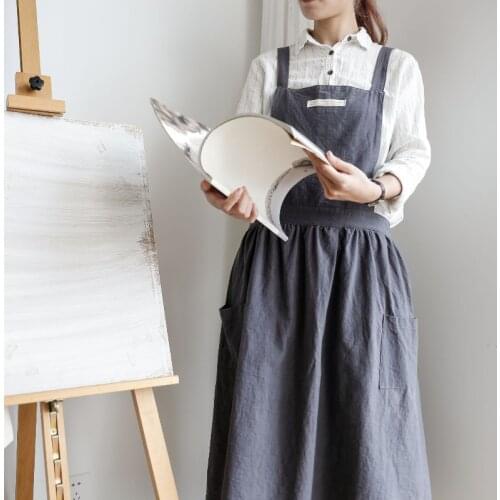 Chinese style solid color home kitchen overalls cafe waist canvas vest hot pot shop apron apron kitchen chef apron