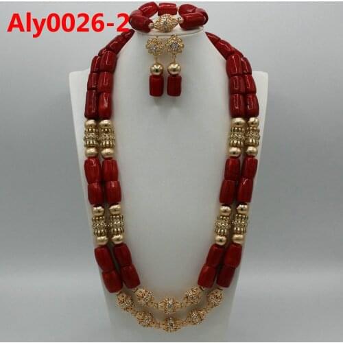 Coral Bead Necklace Jewelry Set Nigerian Coral Bridal Jewelry Sets for Women,Best Bride Gift Aly0026-1