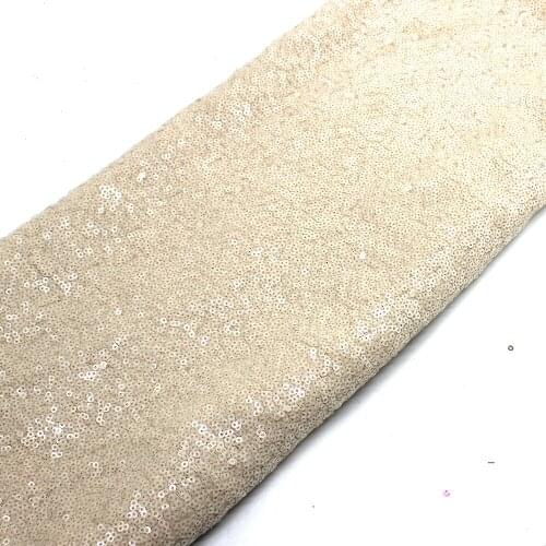 Sequined Lace Fabrics For Dress Beige Cream Allover Embroidered Fabric Half-Transparent Sequins Table Cloth 132cm