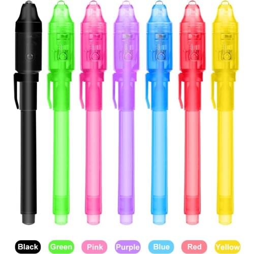 1 Piece Random Color Pens Secret Pen Secret Learning Tool Check Money Pens 2 In 1 Invisible UV Light Multi Function Pen Regular