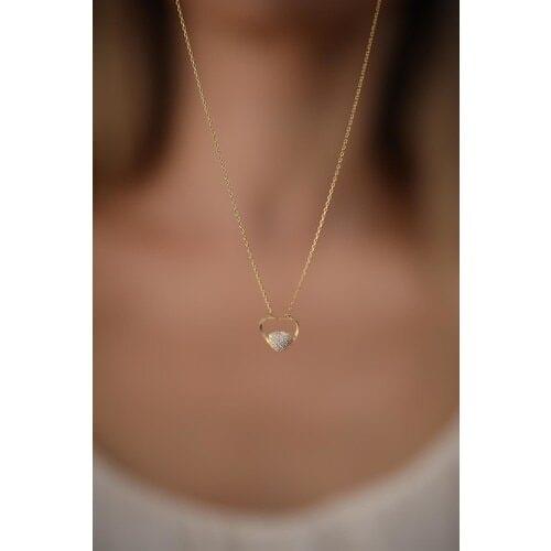 Nineveh Silver Double Heart Pattern Gold Plated Silver Necklace