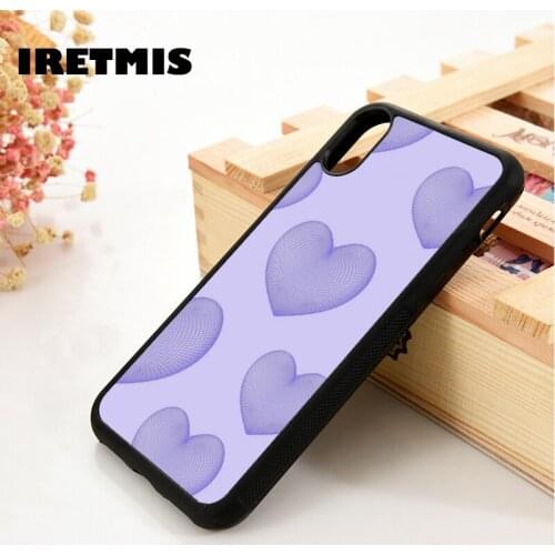 Iretmis 5 5S SE 6 6S Silicone Rubber Phone Case Cover for iPhone 7 8 Plus X Xs 11 12 MINI Pro Max XR Holographic Purple Heart