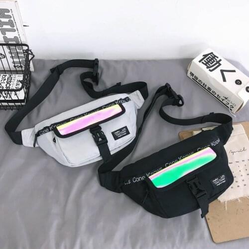 Reflective Stripe Trend Waist Pack Unisex Hip Belt Bags Street Style Chest Bag Crossbody Pouch Men Travel Belt Phone Pouch